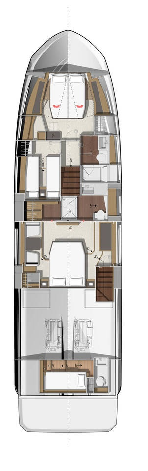 Jeanneau Prestige 520 Flybridge - 3 + 1 cab. jednotlivci a charterové společnosti v Split