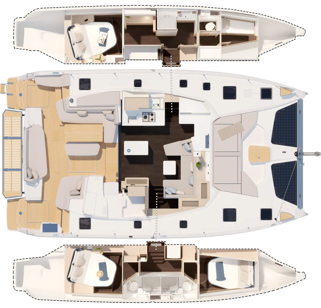 Pronajmout si Fountaine Pajot Fountaine Pajot FP 44 Maestro - 3 cab. v Palma de Mallorca