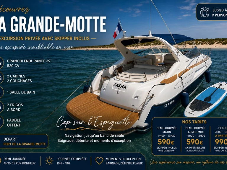 Pronajmout si Cranchi Endurance 39 v La Grande-Motte