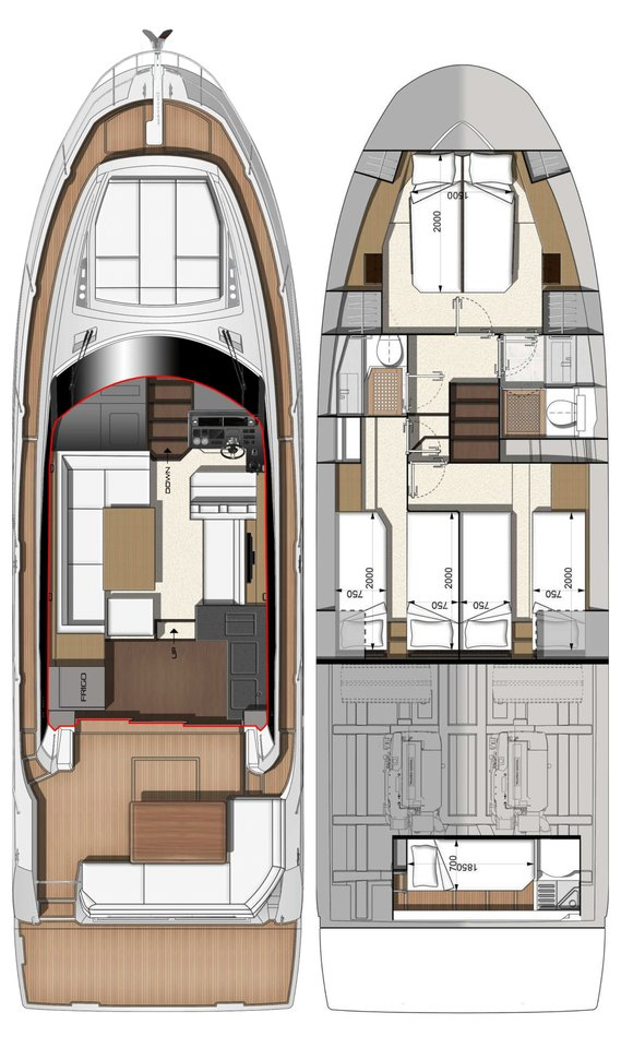 Pronajmout si Jeanneau Prestige 460 Fly - 3 + 1 cab. v Biograd Na Moru