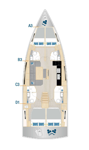Pronájem Plachetnice v Kaštela -Hanse Hanse 460