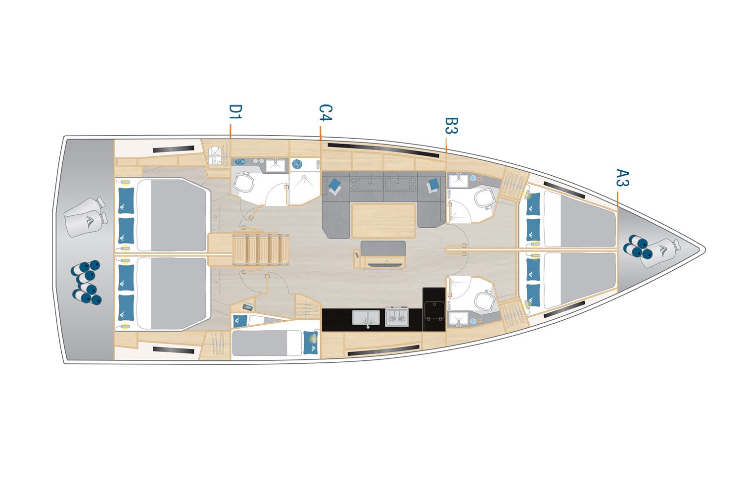 Pronájem jachty v Komolac -Hanse Hanse 460 na Samboatu